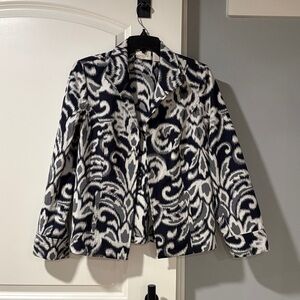 Chico's Navy and White Swirl Blazer